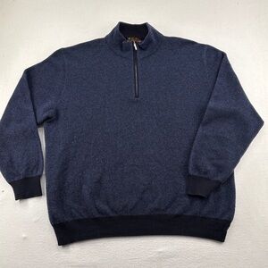 Loro Piana Dark Blue Roadster Zip-Up Sweater- -Size 58